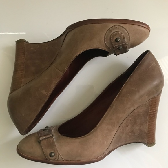 Modern Vintage brown leather wedge 39 Italy - Picture 4 of 5